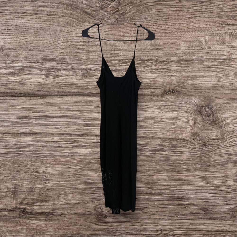 Express Black Ribbed Knit Button-Front Midi Dress - Picture 2 of 4